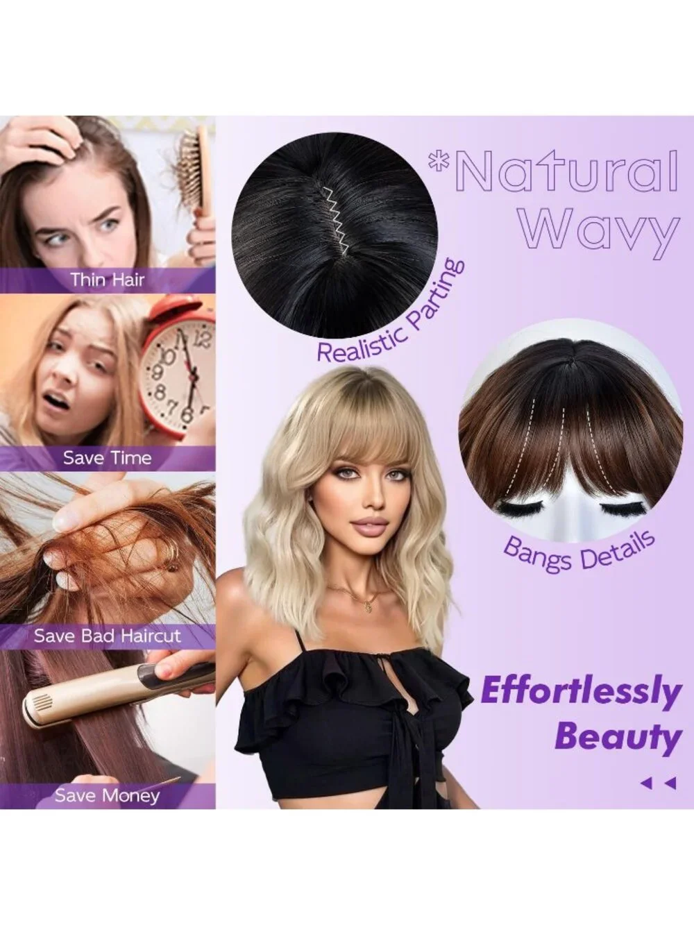Women's Omber Brown 14 Inch Natural Synthetic Short Curly Wavy Fiber Wigs